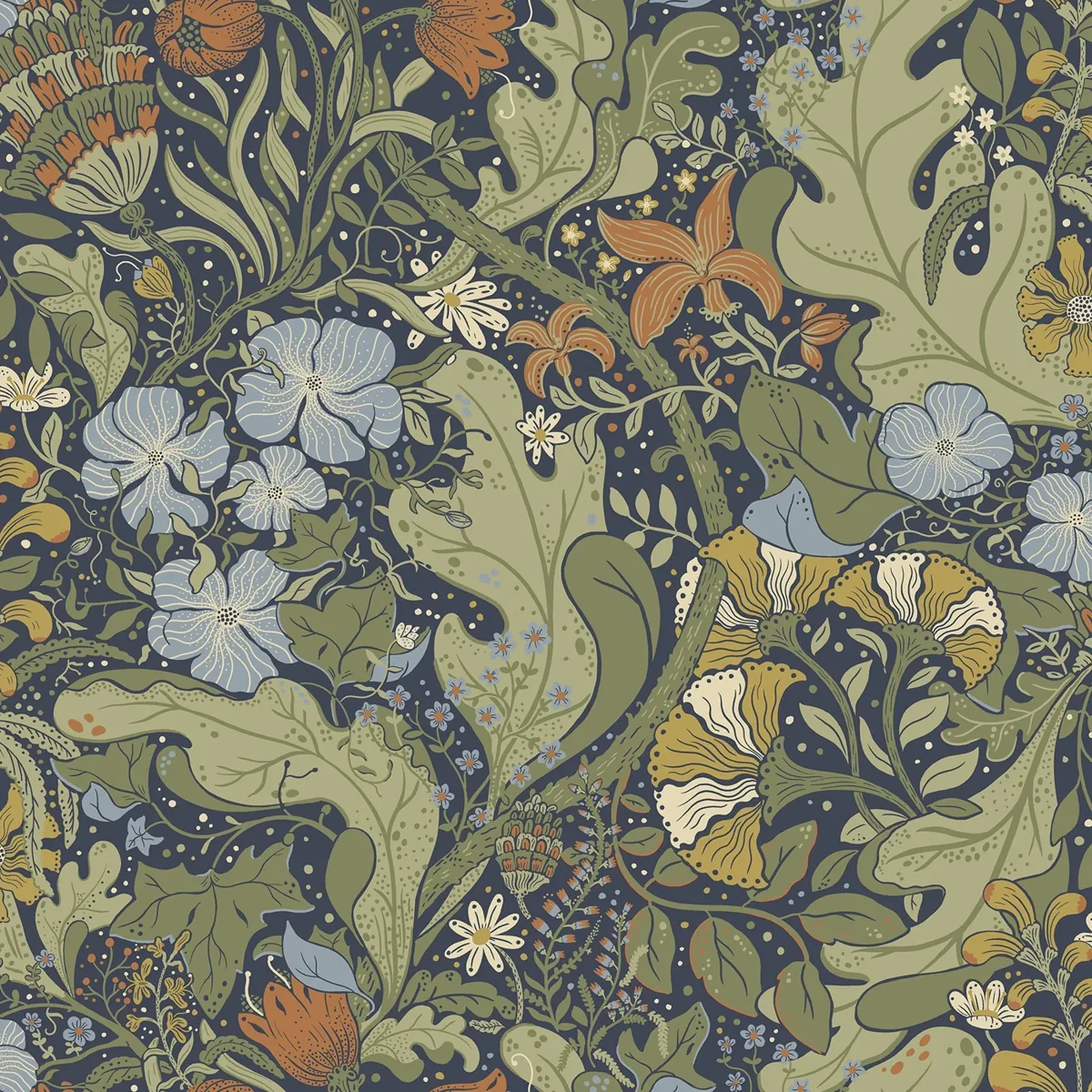 York Elise Nouveau Gardens wallpaper pattern detail