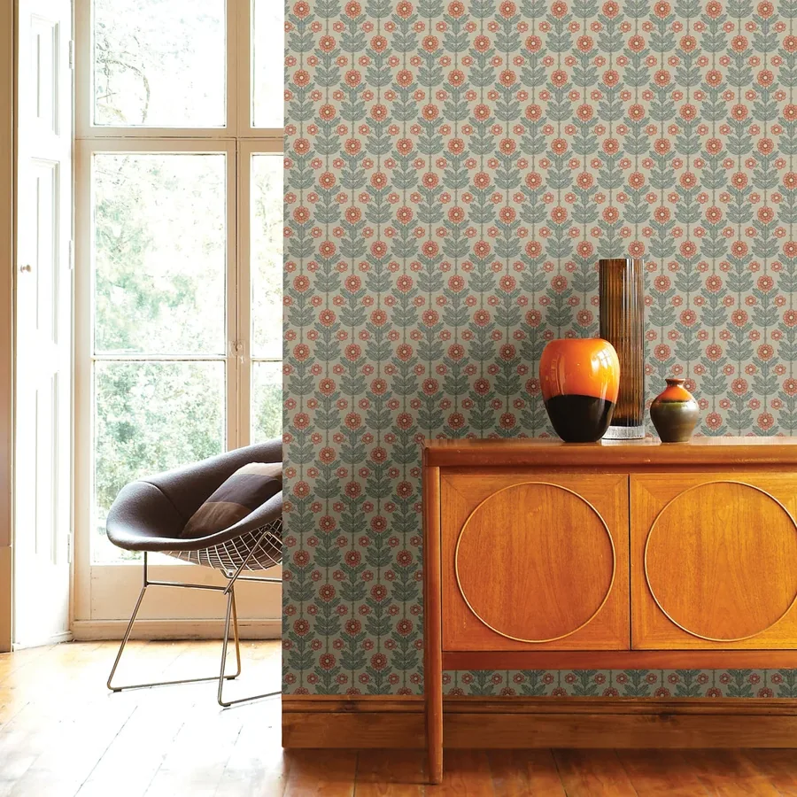 York Aya Floral wallpaper styled interior