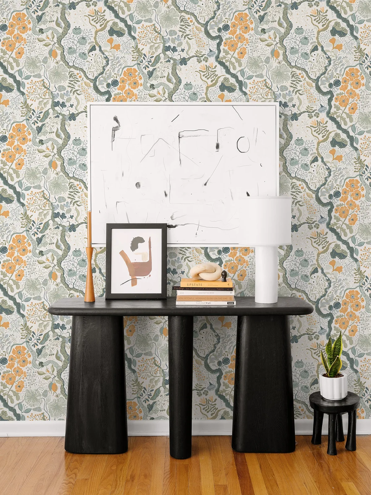 York Ann Floral Vines wallpaper styled interior