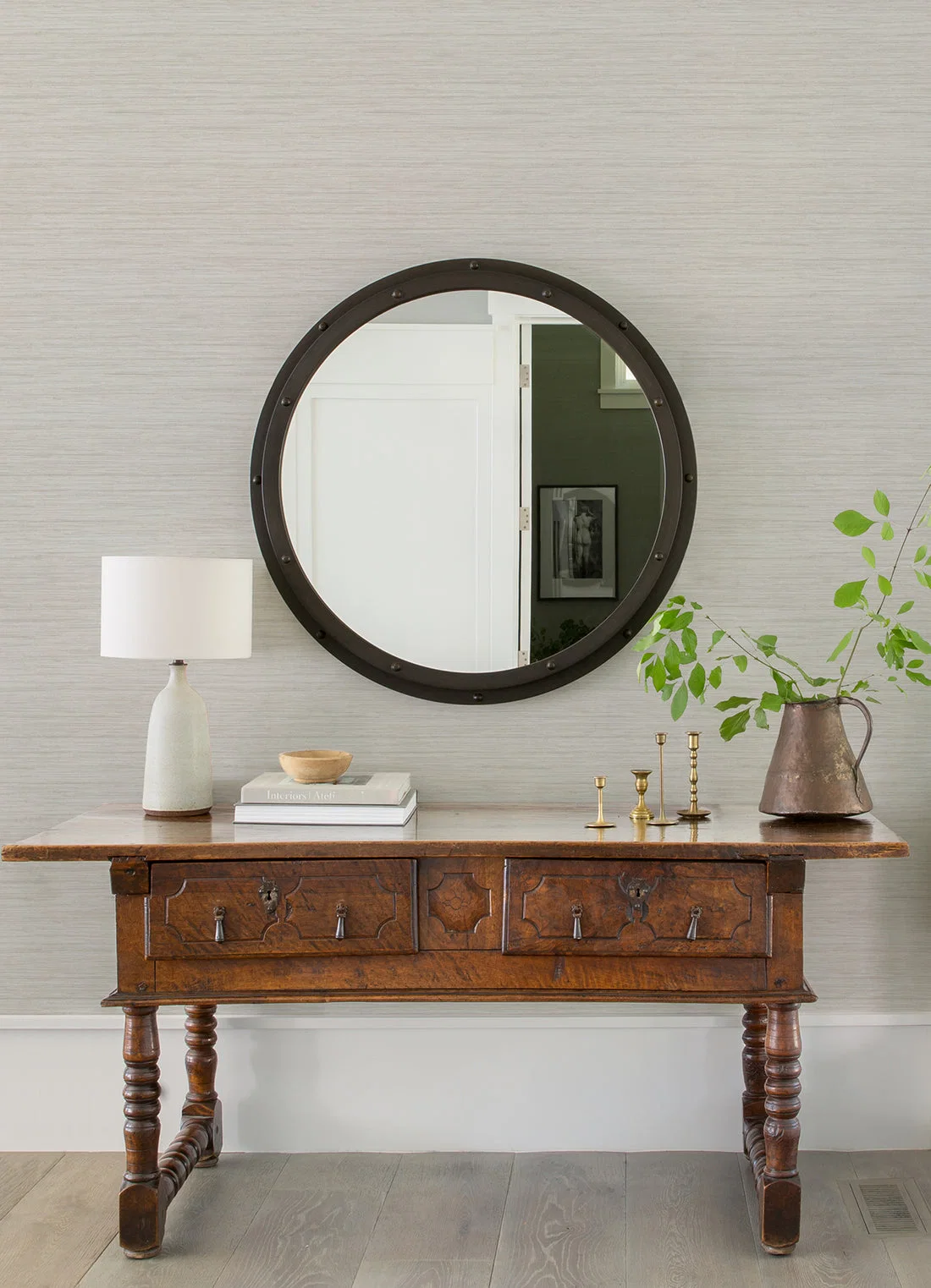 York Barnaby Texture wallpaper styled interior