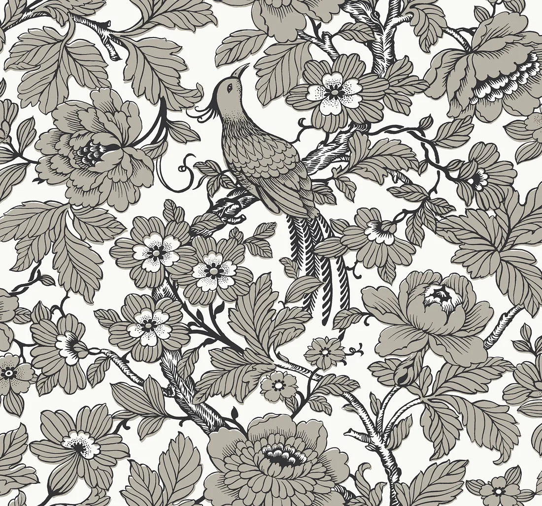 York Beaufort Peony Chinoiserie wallpaper pattern detail