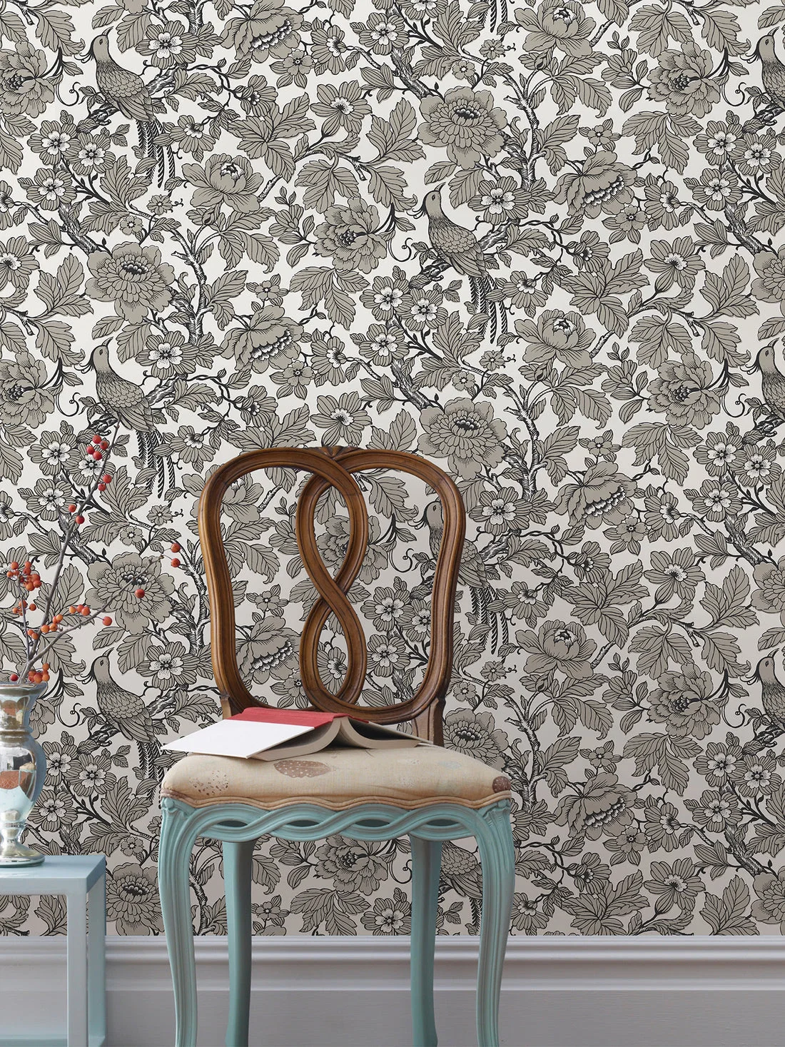 York Beaufort Peony Chinoiserie wallpaper styled interior