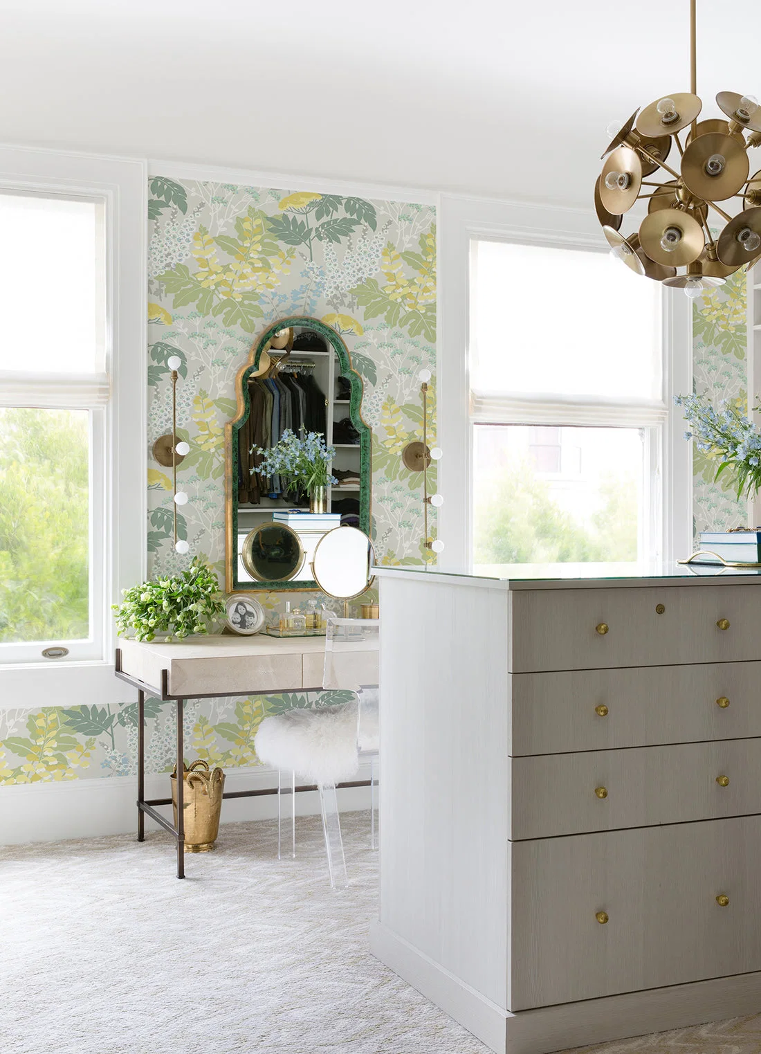 York Brie Forest Flowers wallpaper pattern detail