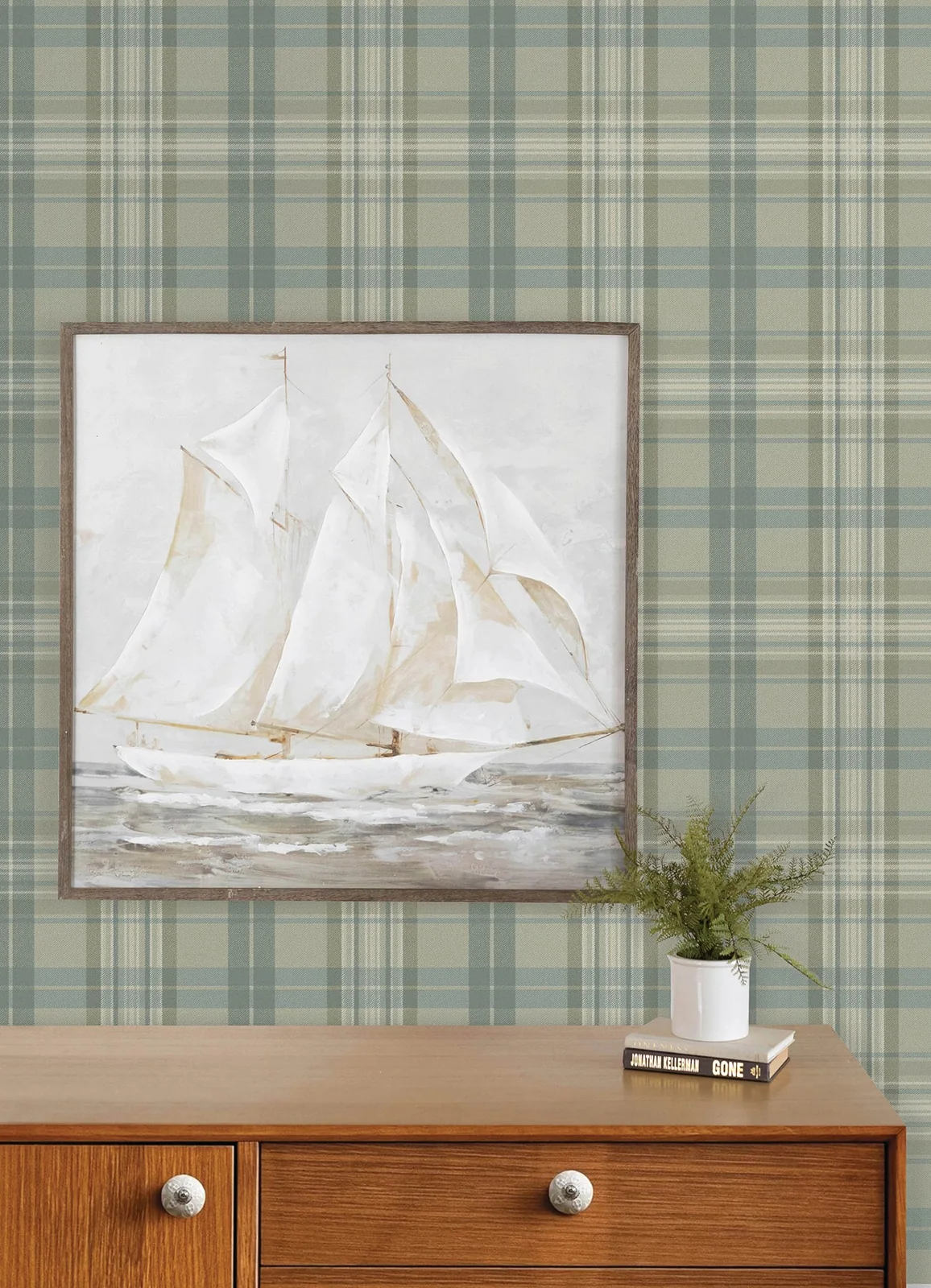 York Chesapeake Austin Plaid wallpaper pattern detail