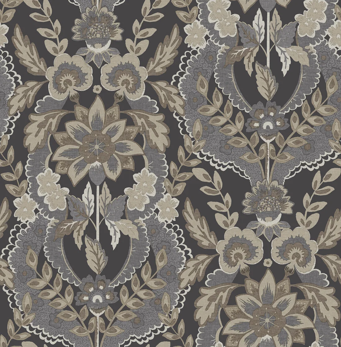 York Chris Loves Julia Collins Damask wallpaper pattern detail