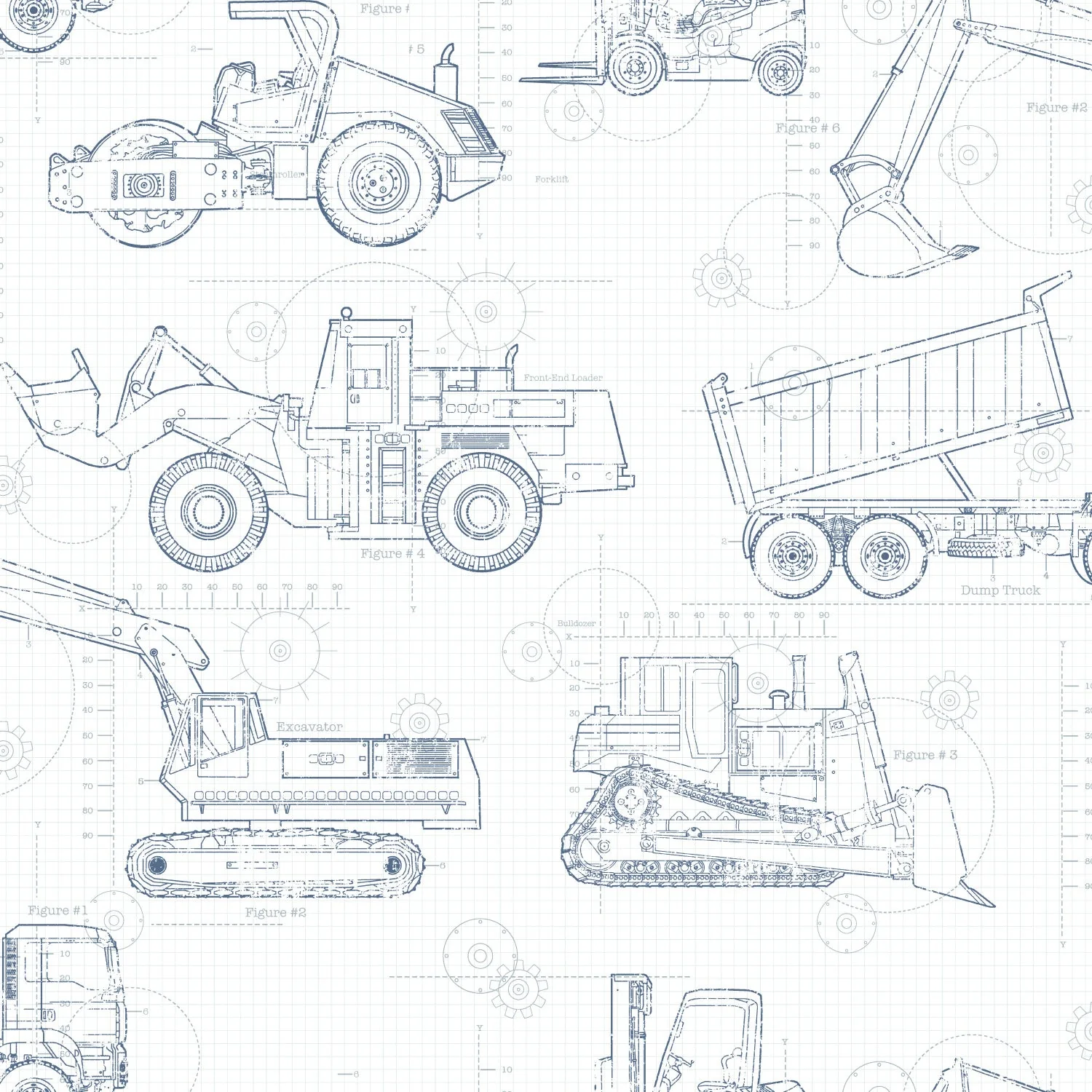 York Construction Blueprint wallpaper pattern detail