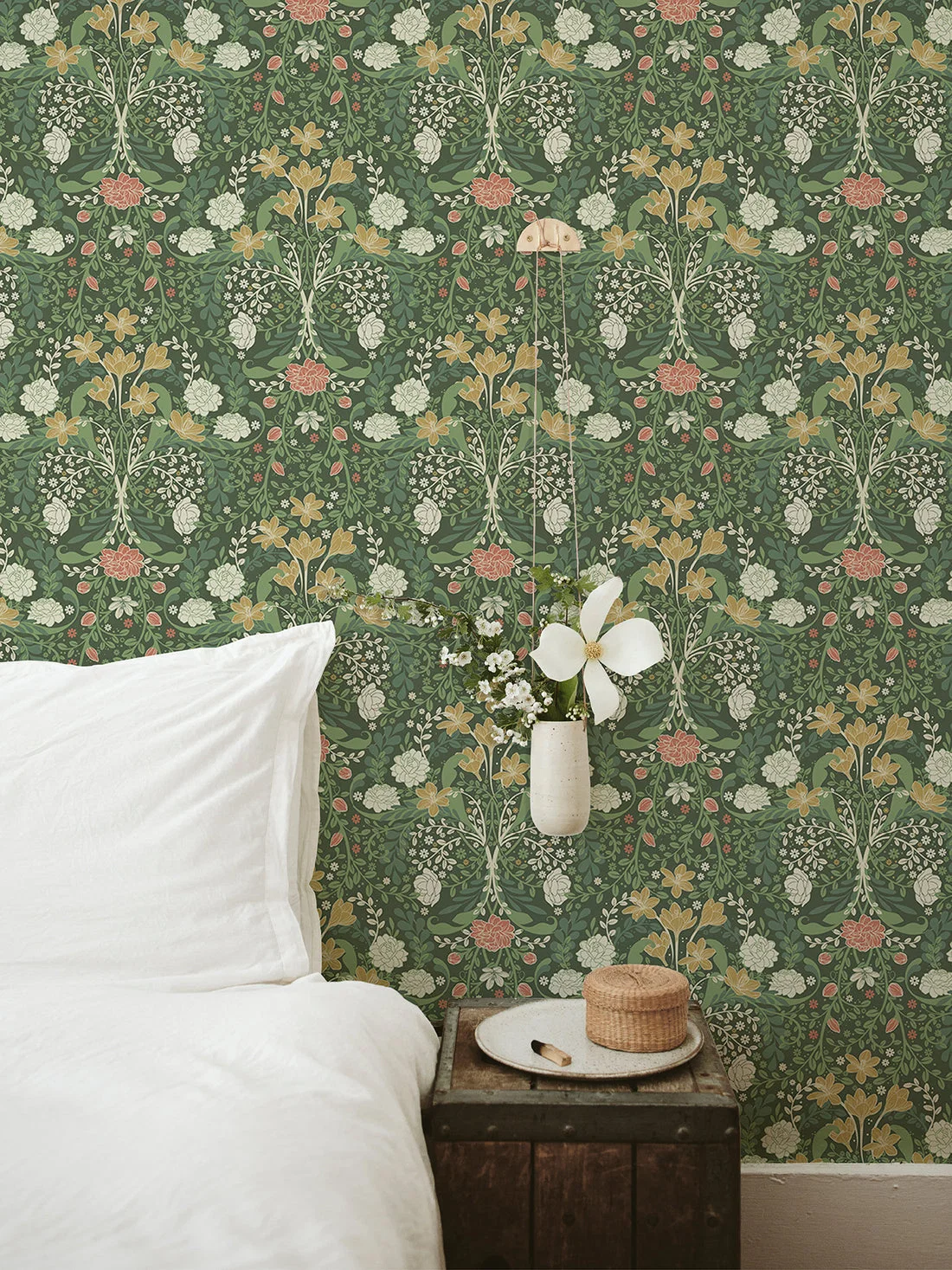 York Froso Garden Damask wallpaper styled interior