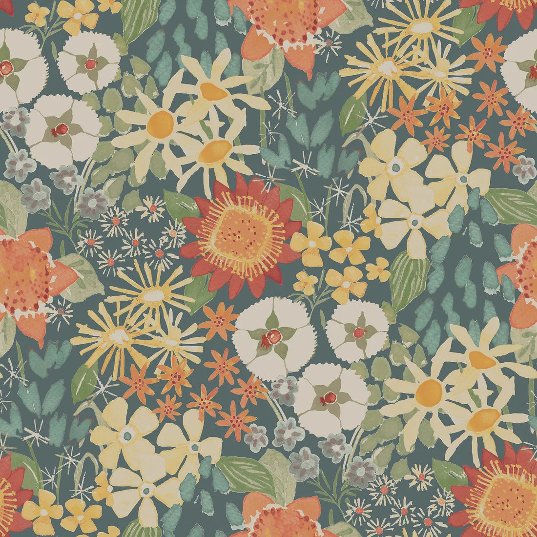 York Karina Wildflower Garden wallpaper pattern detail