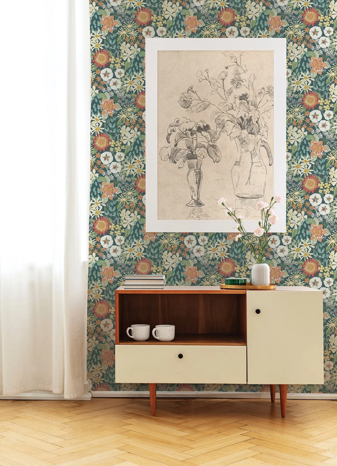 York Karina Wildflower Garden wallpaper pattern detail