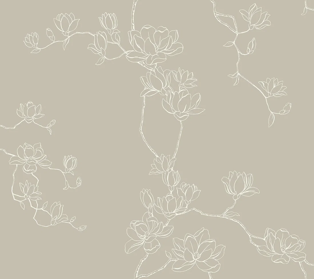 York Magnolia Home Magnolia Branches wallpaper pattern detail