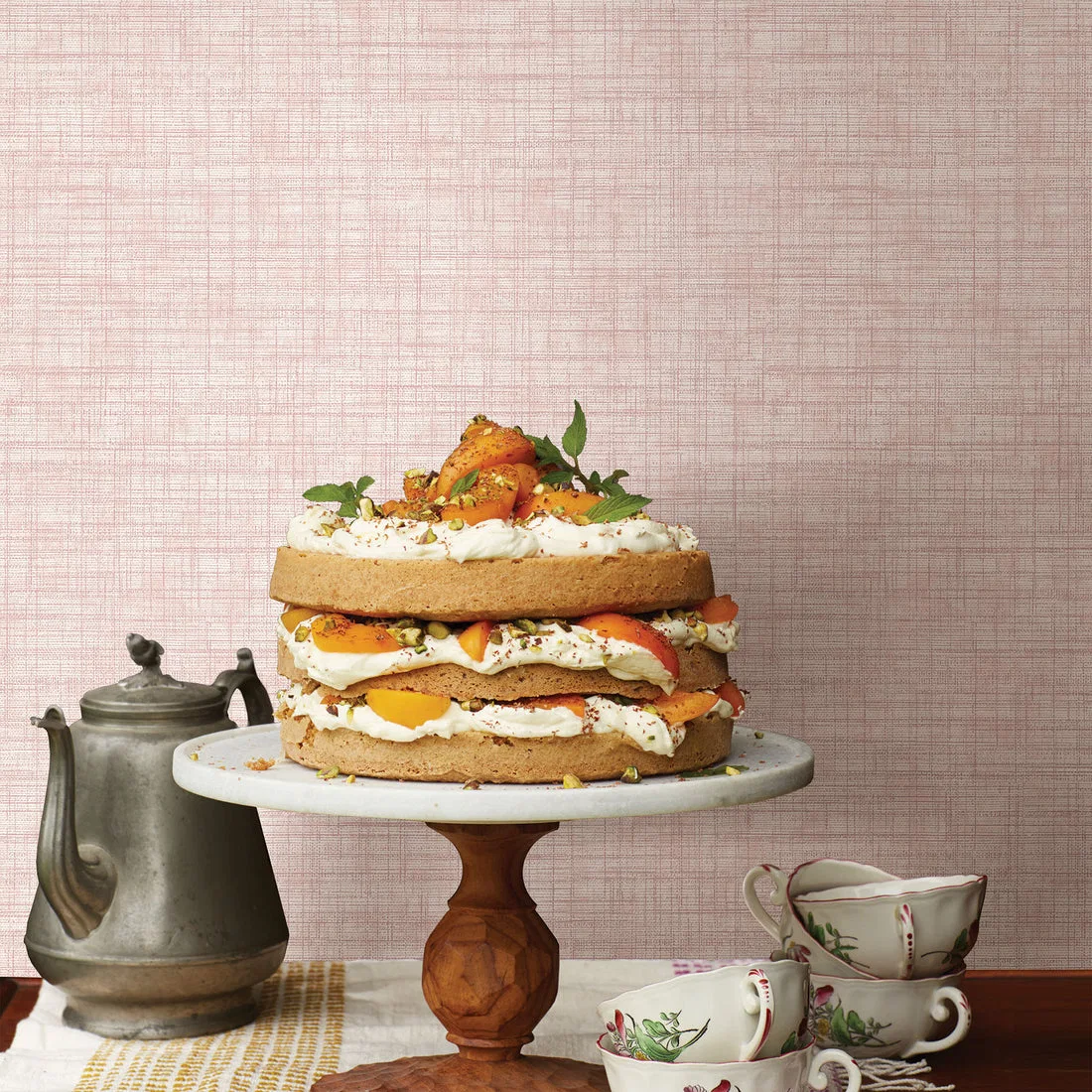 York Mendocino Linen wallpaper styled interior
