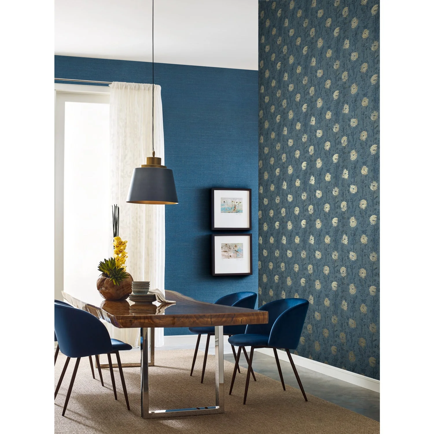 York Ronald Redding French Marigold wallpaper pattern detail