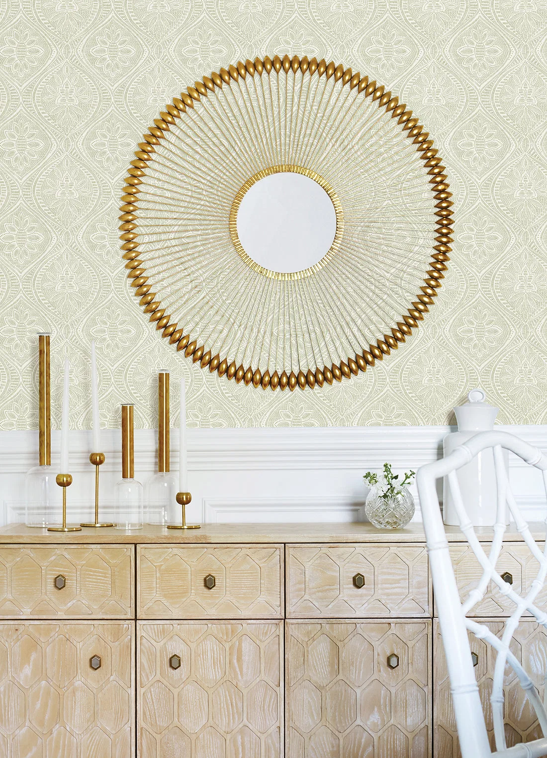 York Scout Floral Ogee wallpaper pattern detail