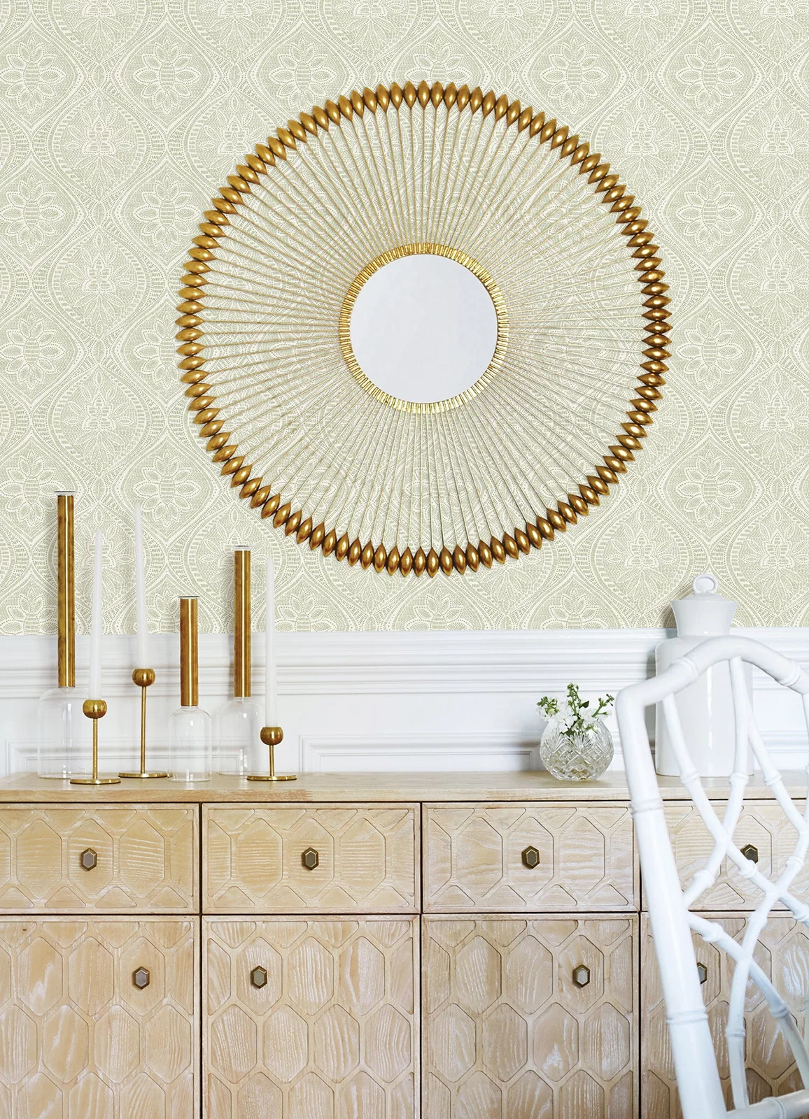 York Scout Floral Ogee wallpaper pattern detail